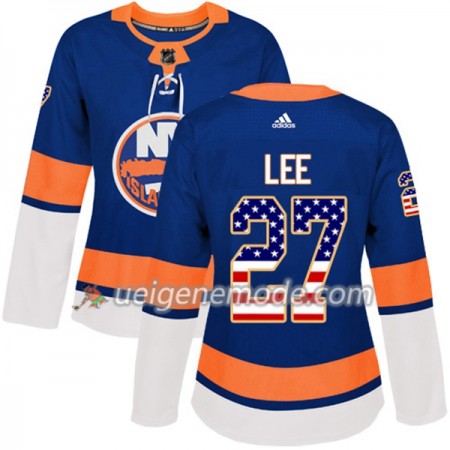 Dame Eishockey New York Islanders Trikot Anders Lee 27 Adidas 2017-2018 Blue USA Flag Fashion Authentic
